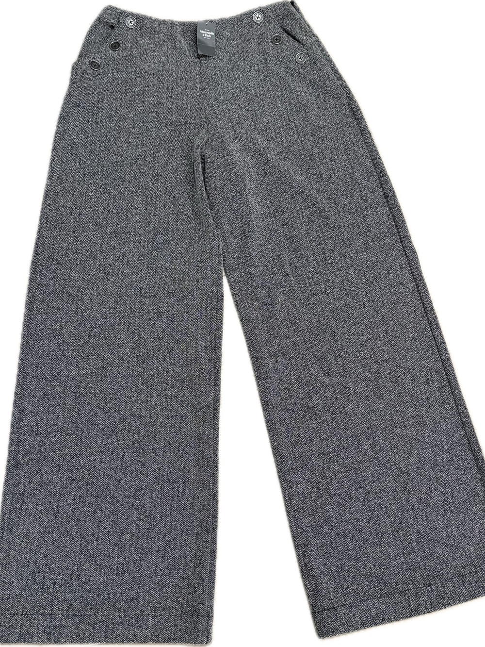 Abercrombie & Fitch Sloane Wide Leg Trouser Pants Gray Herringbone NWT Size M - Picture 1 of 7